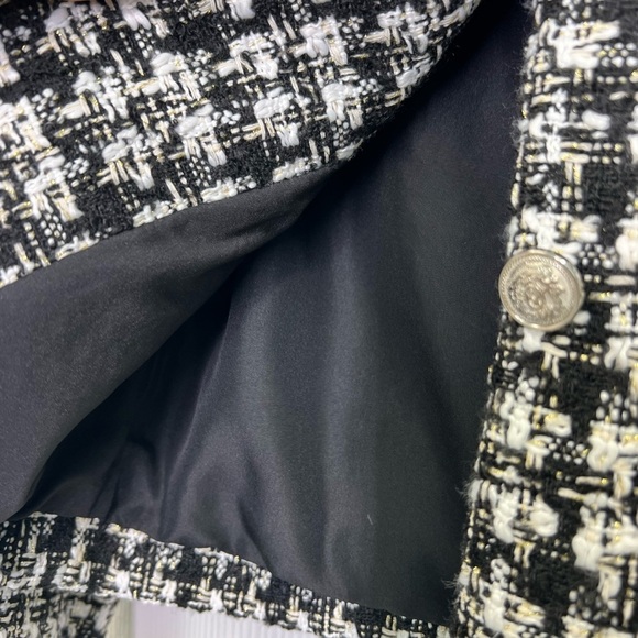 H&M - NWT Boucle Black And White Plaid Silver Button Lined Jacket Size XS - Picture 14 of 14